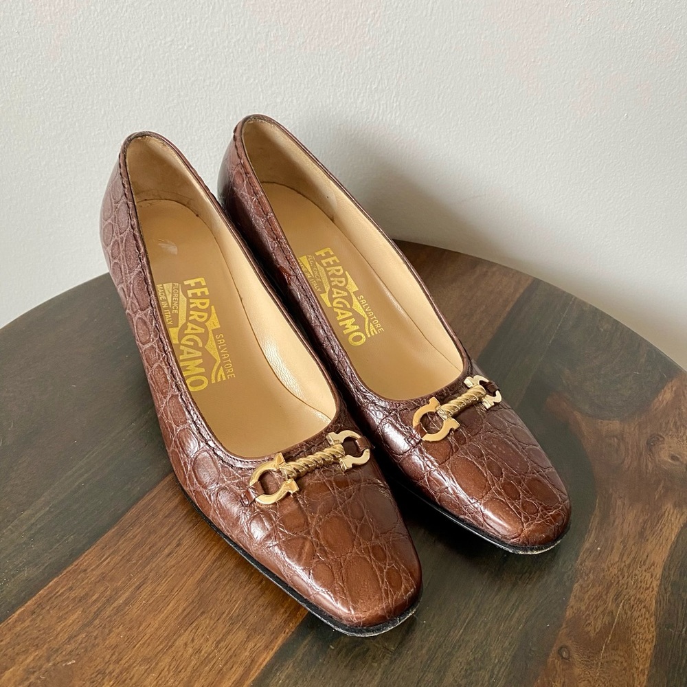 Salvatore Ferragamo vintage Brown Leather Women's horse-bit loafers